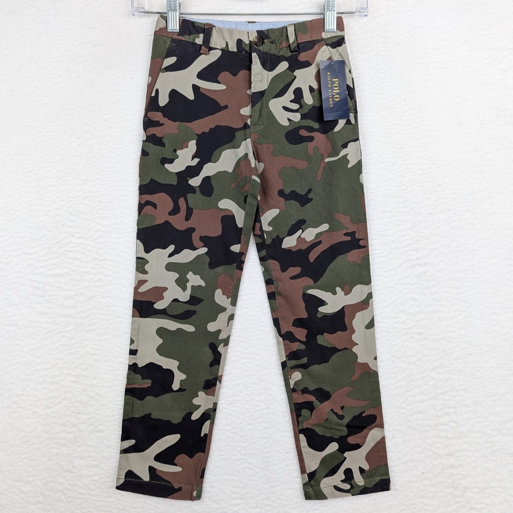 NWT Polo Ralph Lauren Chino Pants Boy's Size 6 Green Brown Camouflage Camo